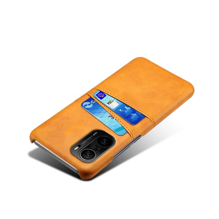 For Xiaomi Redmi K40 Calf Texture PC + PU Leather Back Cover Shockproof Case with Dual Card Slots