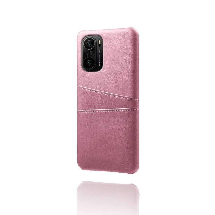 For Xiaomi Redmi K40 Calf Texture PC + PU Leather Back Cover Shockproof Case with Dual Card Slots