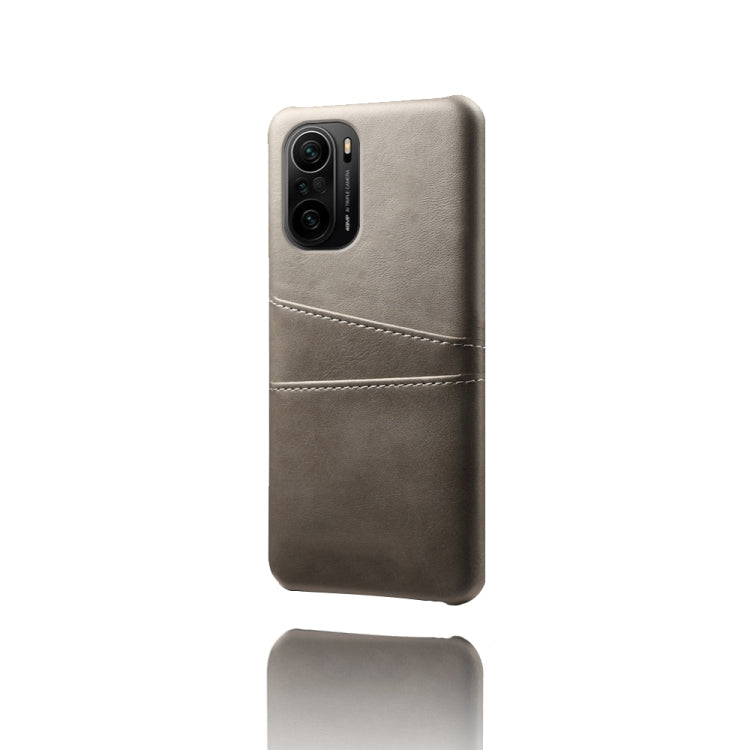 For Xiaomi Redmi K40 Calf Texture PC + PU Leather Back Cover Shockproof Case with Dual Card Slots