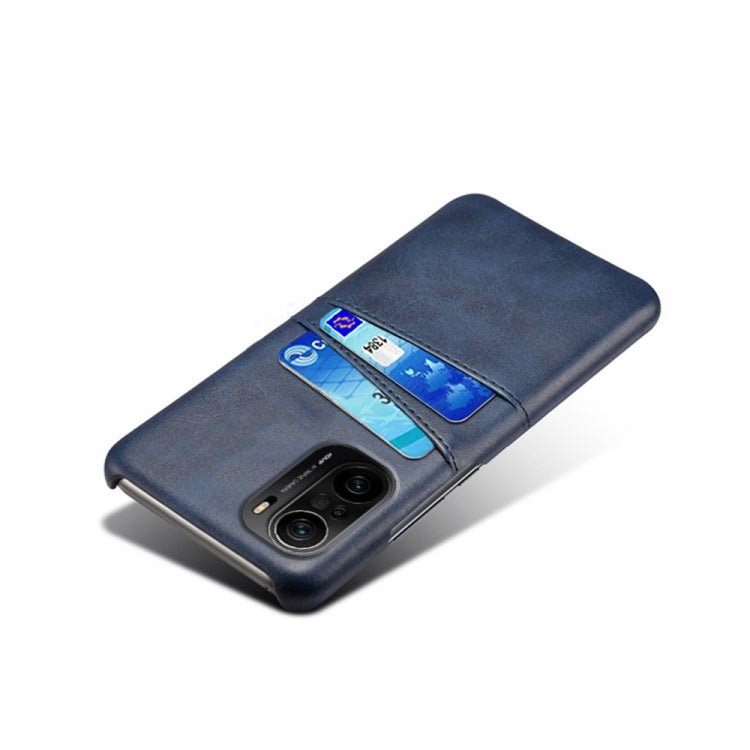 For Xiaomi Redmi K40 Calf Texture PC + PU Leather Back Cover Shockproof Case with Dual Card Slots