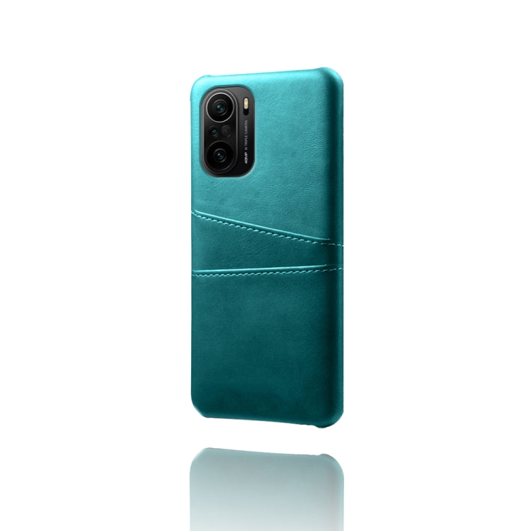 For Xiaomi Redmi K40 Calf Texture PC + PU Leather Back Cover Shockproof Case with Dual Card Slots
