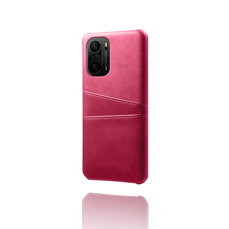 For Xiaomi Redmi K40 Calf Texture PC + PU Leather Back Cover Shockproof Case with Dual Card Slots