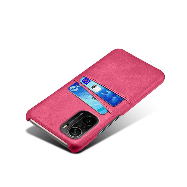 For Xiaomi Redmi K40 Calf Texture PC + PU Leather Back Cover Shockproof Case with Dual Card Slots