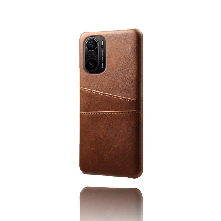 For Xiaomi Redmi K40 Calf Texture PC + PU Leather Back Cover Shockproof Case with Dual Card Slots