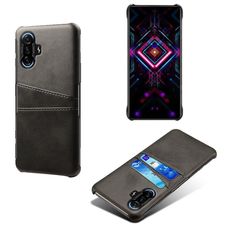 For Xiaomi Redmi K40 Gaming Calf Texture PC + PU Leather Back Cover Shockproof Case with Dual Card Slots