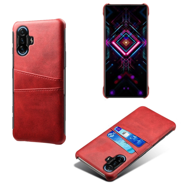 For Xiaomi Redmi K40 Gaming Calf Texture PC + PU Leather Back Cover Shockproof Case with Dual Card Slots