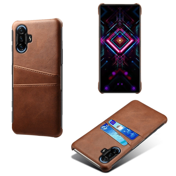 For Xiaomi Redmi K40 Gaming Calf Texture PC + PU Leather Back Cover Shockproof Case with Dual Card Slots