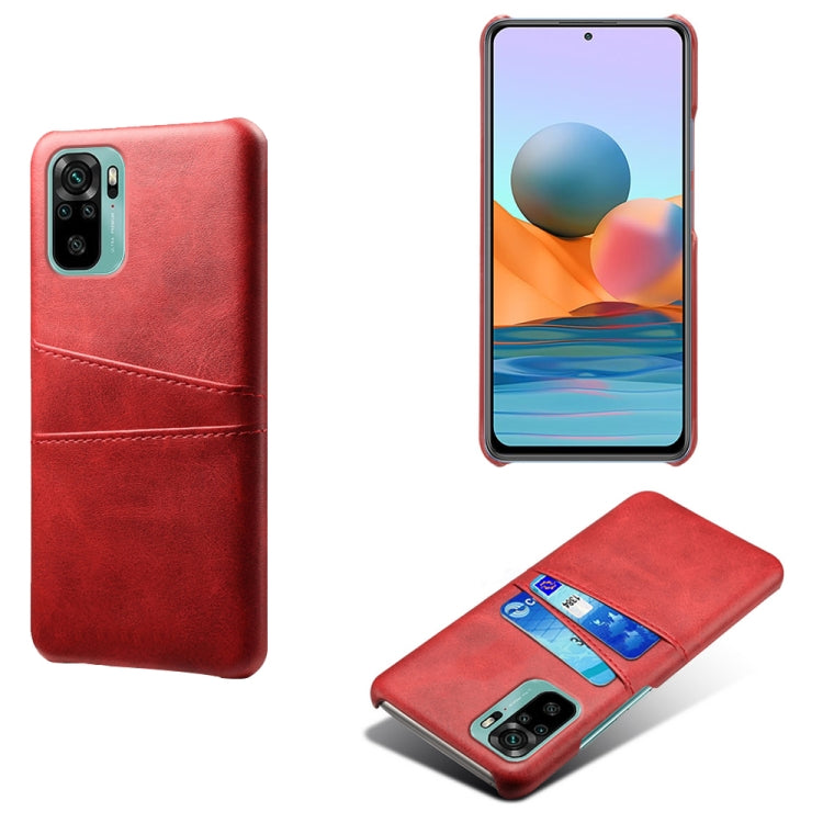 For Xiaomi Redmi Note 10 4G Calf Texture PC + PU Leather Back Cover Shockproof Case with Dual Card Slots