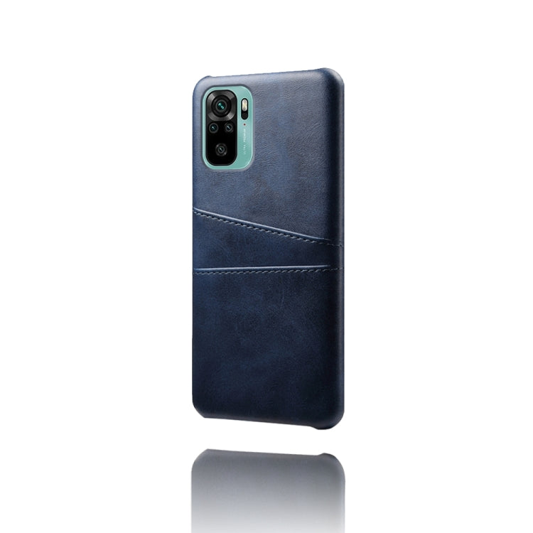 For Xiaomi Redmi Note 10 4G Calf Texture PC + PU Leather Back Cover Shockproof Case with Dual Card Slots