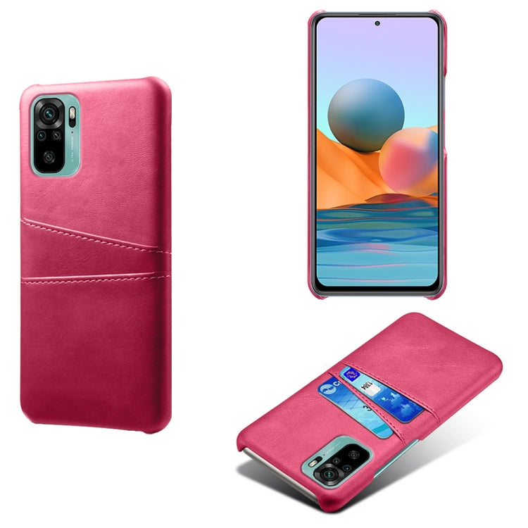 For Xiaomi Redmi Note 10 4G Calf Texture PC + PU Leather Back Cover Shockproof Case with Dual Card Slots