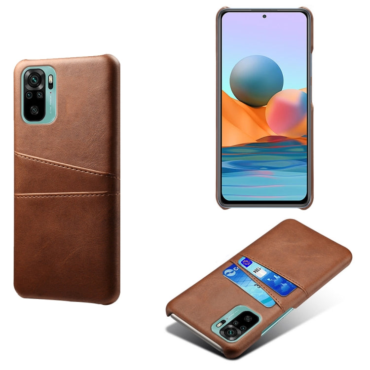 For Xiaomi Redmi Note 10 4G Calf Texture PC + PU Leather Back Cover Shockproof Case with Dual Card Slots