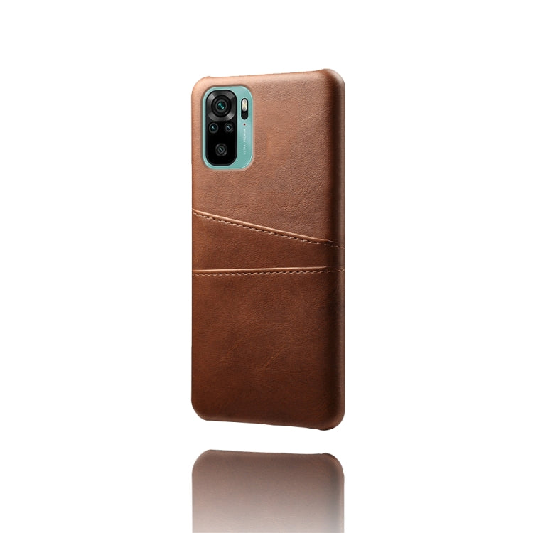 For Xiaomi Redmi Note 10 4G Calf Texture PC + PU Leather Back Cover Shockproof Case with Dual Card Slots