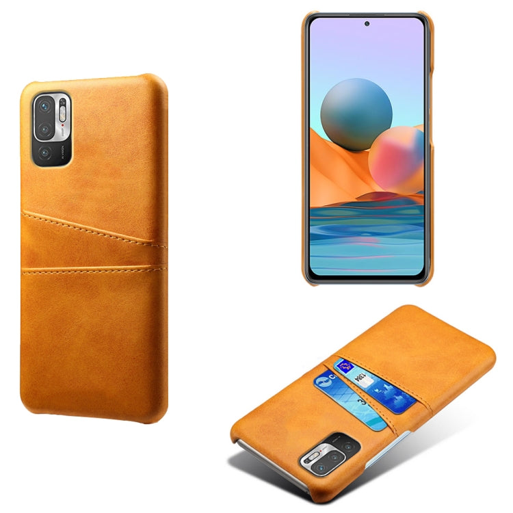 For Xiaomi Redmi Note 10 5G Calf Texture PC + PU Leather Back Cover Shockproof Case with Dual Card Slots