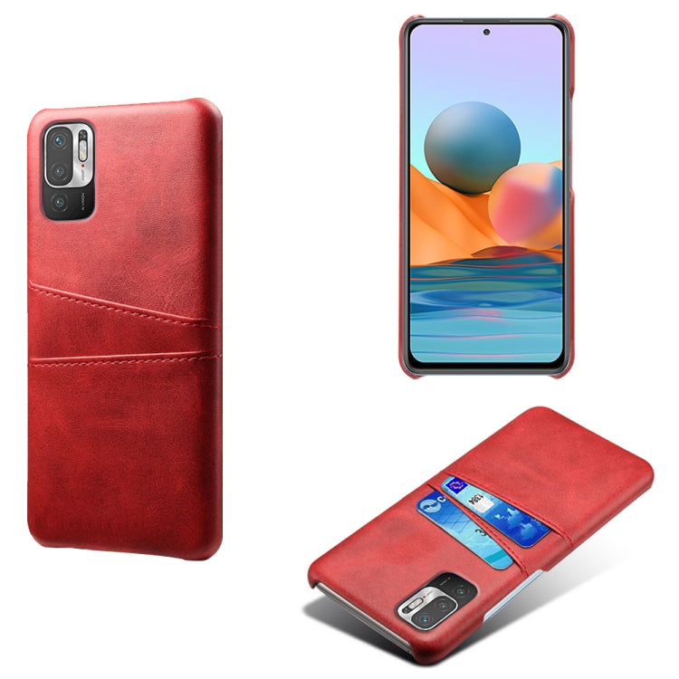 For Xiaomi Redmi Note 10 5G Calf Texture PC + PU Leather Back Cover Shockproof Case with Dual Card Slots