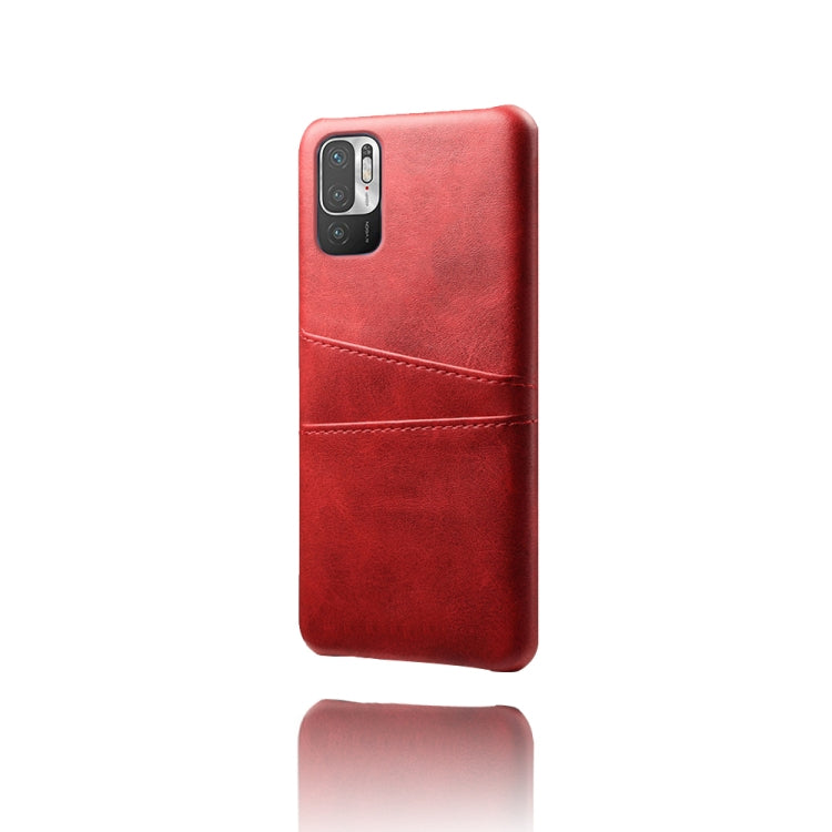 For Xiaomi Redmi Note 10 5G Calf Texture PC + PU Leather Back Cover Shockproof Case with Dual Card Slots