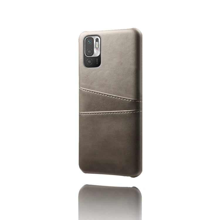 For Xiaomi Redmi Note 10 5G Calf Texture PC + PU Leather Back Cover Shockproof Case with Dual Card Slots