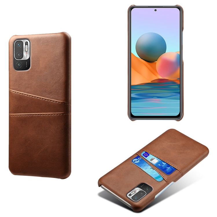 For Xiaomi Redmi Note 10 5G Calf Texture PC + PU Leather Back Cover Shockproof Case with Dual Card Slots
