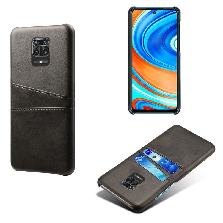 For Xiaomi Redmi Note 9 Pro Calf Texture PC + PU Leather Back Cover Shockproof Case with Dual Card Slots