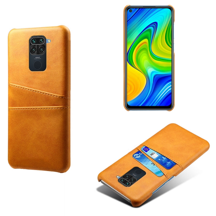 For Xiaomi Redmi Note 9 Calf Texture PC + PU Leather Back Cover Shockproof Case with Dual Card Slots
