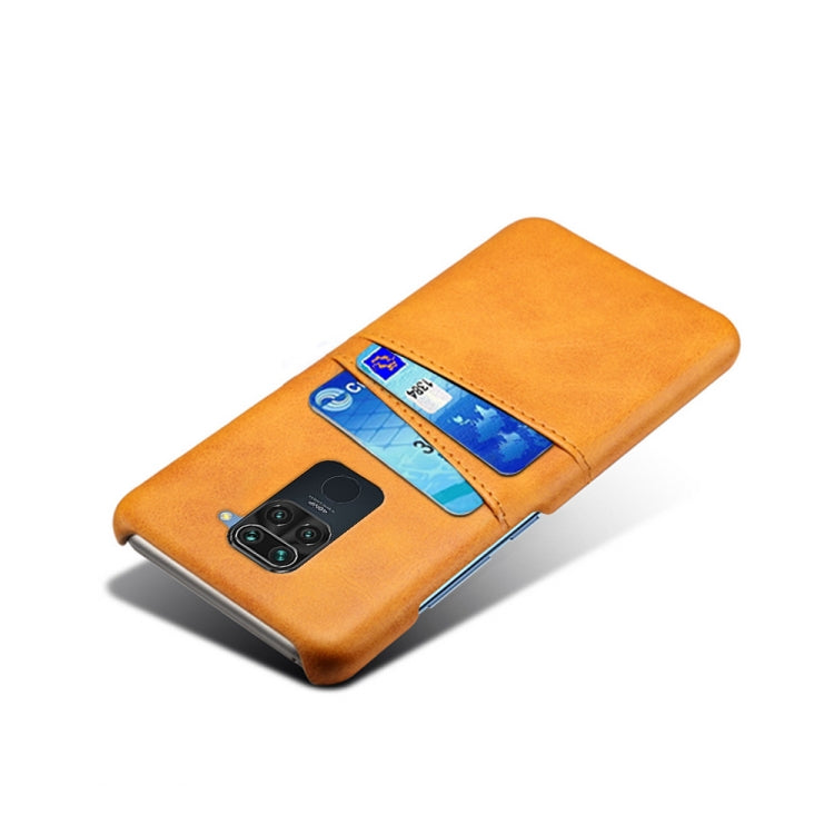 For Xiaomi Redmi Note 9 Calf Texture PC + PU Leather Back Cover Shockproof Case with Dual Card Slots