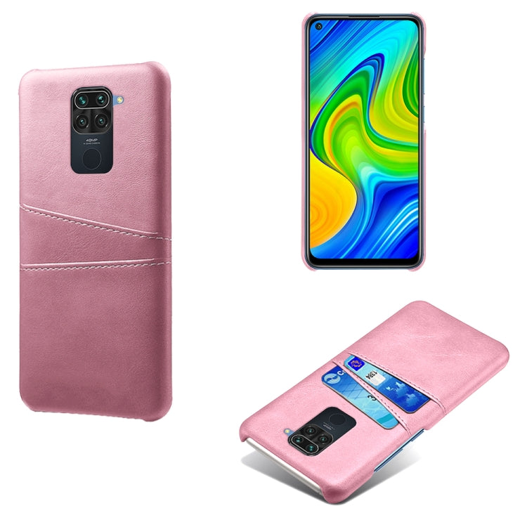 For Xiaomi Redmi Note 9 Calf Texture PC + PU Leather Back Cover Shockproof Case with Dual Card Slots
