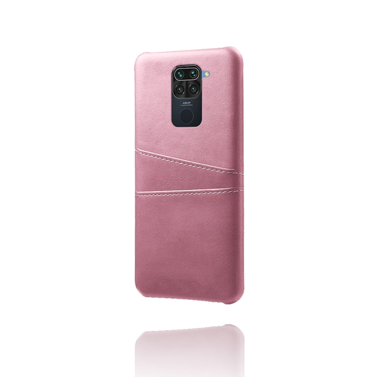 For Xiaomi Redmi Note 9 Calf Texture PC + PU Leather Back Cover Shockproof Case with Dual Card Slots