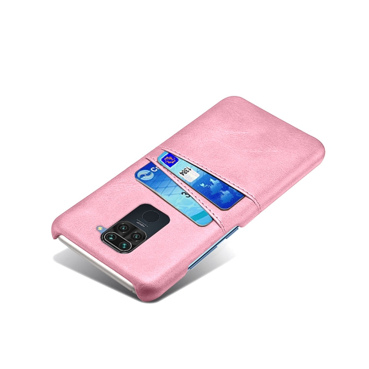 For Xiaomi Redmi Note 9 Calf Texture PC + PU Leather Back Cover Shockproof Case with Dual Card Slots