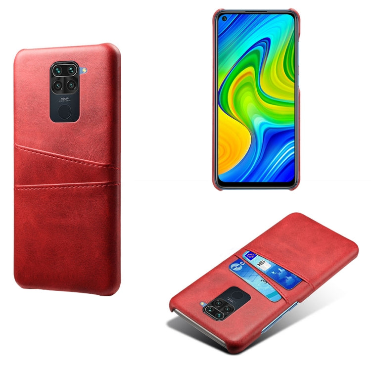 For Xiaomi Redmi Note 9 Calf Texture PC + PU Leather Back Cover Shockproof Case with Dual Card Slots