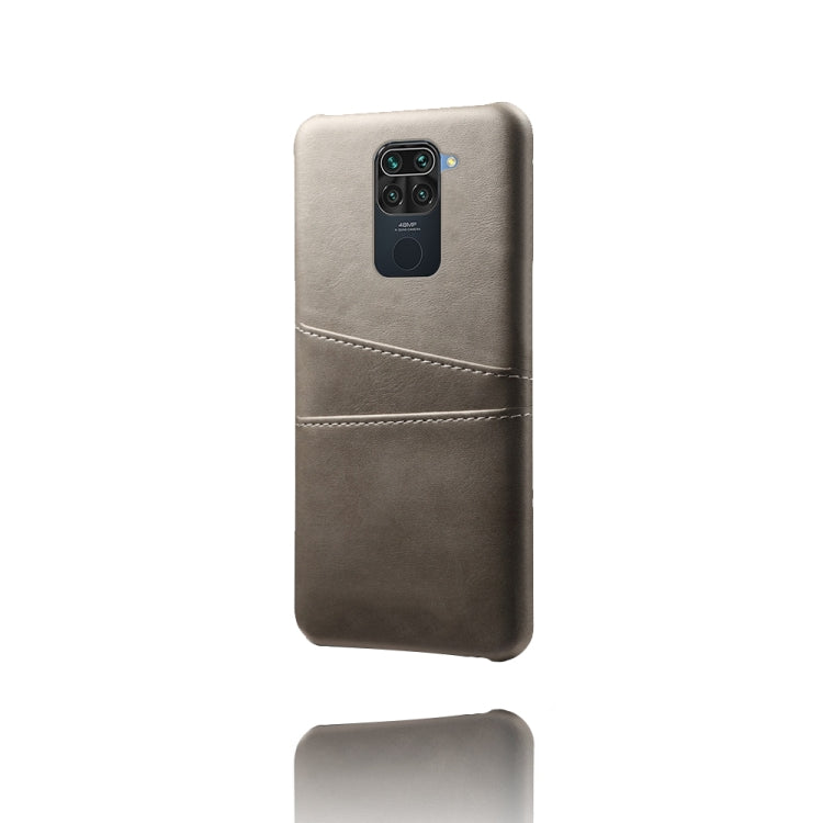 For Xiaomi Redmi Note 9 Calf Texture PC + PU Leather Back Cover Shockproof Case with Dual Card Slots