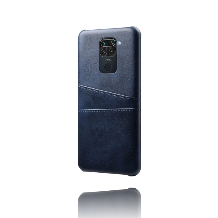 For Xiaomi Redmi Note 9 Calf Texture PC + PU Leather Back Cover Shockproof Case with Dual Card Slots