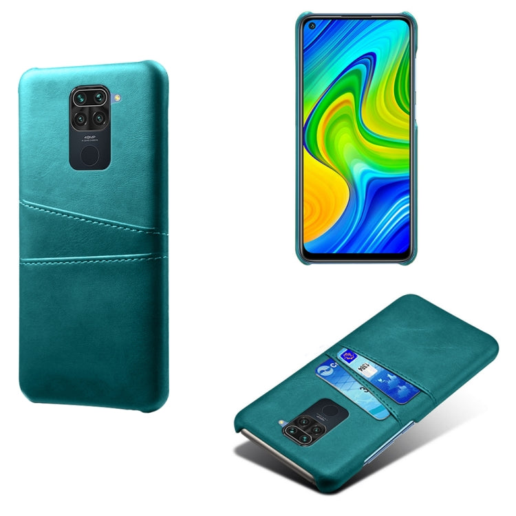 For Xiaomi Redmi Note 9 Calf Texture PC + PU Leather Back Cover Shockproof Case with Dual Card Slots