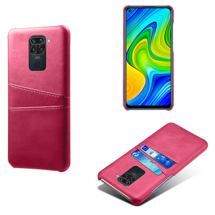 For Xiaomi Redmi Note 9 Calf Texture PC + PU Leather Back Cover Shockproof Case with Dual Card Slots