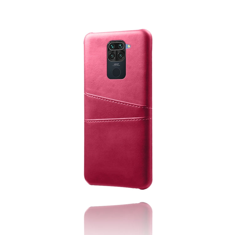 For Xiaomi Redmi Note 9 Calf Texture PC + PU Leather Back Cover Shockproof Case with Dual Card Slots