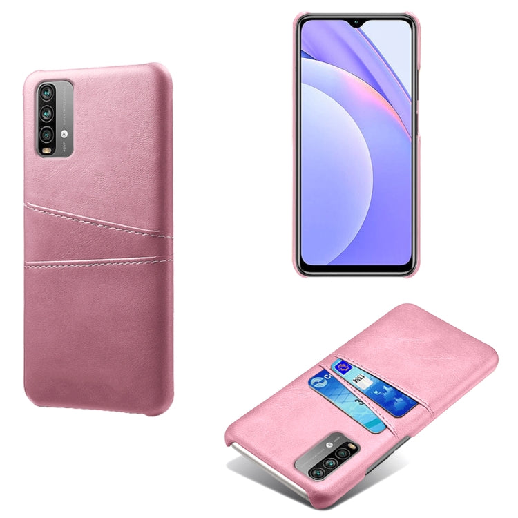 For Xiaomi Redmi Note 9 4G Calf Texture PC + PU Leather Back Cover Shockproof Case with Dual Card Slots