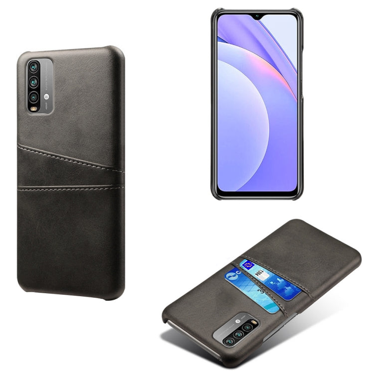 For Xiaomi Redmi Note 9 4G Calf Texture PC + PU Leather Back Cover Shockproof Case with Dual Card Slots