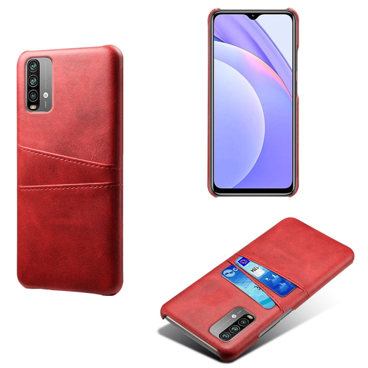 For Xiaomi Redmi Note 9 4G Calf Texture PC + PU Leather Back Cover Shockproof Case with Dual Card Slots