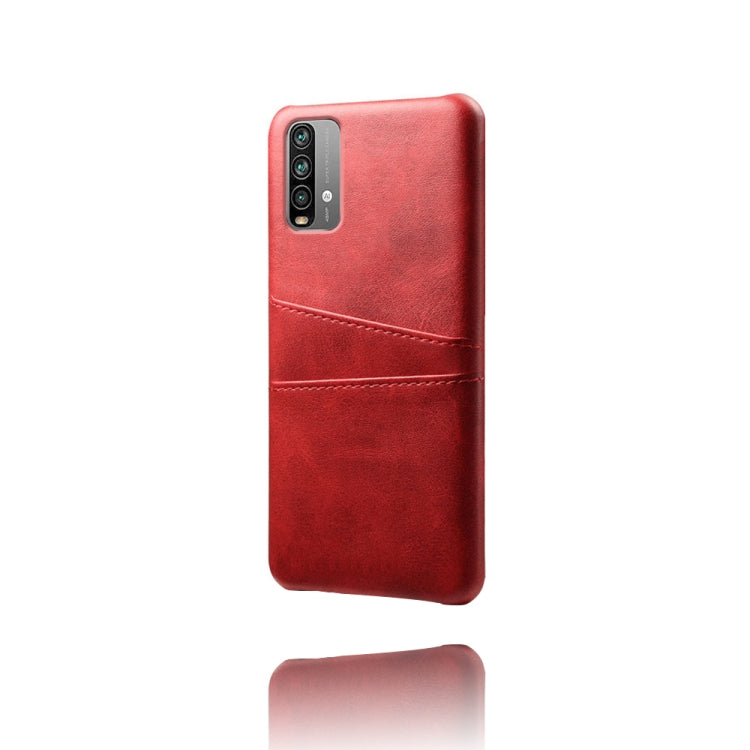 For Xiaomi Redmi Note 9 4G Calf Texture PC + PU Leather Back Cover Shockproof Case with Dual Card Slots