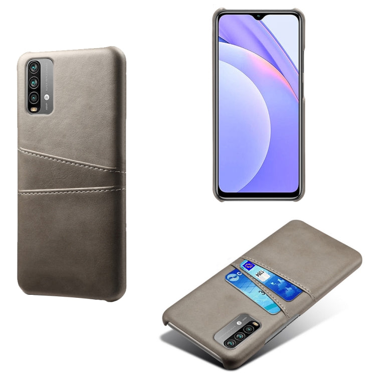 For Xiaomi Redmi Note 9 4G Calf Texture PC + PU Leather Back Cover Shockproof Case with Dual Card Slots