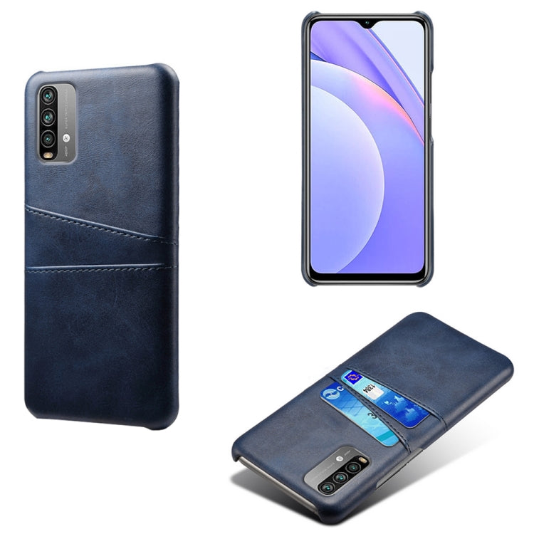 For Xiaomi Redmi Note 9 4G Calf Texture PC + PU Leather Back Cover Shockproof Case with Dual Card Slots