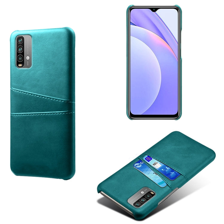 For Xiaomi Redmi Note 9 4G Calf Texture PC + PU Leather Back Cover Shockproof Case with Dual Card Slots
