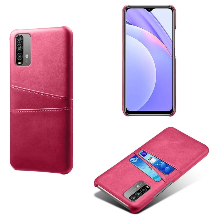 For Xiaomi Redmi Note 9 4G Calf Texture PC + PU Leather Back Cover Shockproof Case with Dual Card Slots