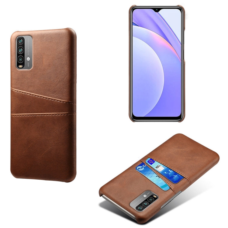 For Xiaomi Redmi Note 9 4G Calf Texture PC + PU Leather Back Cover Shockproof Case with Dual Card Slots