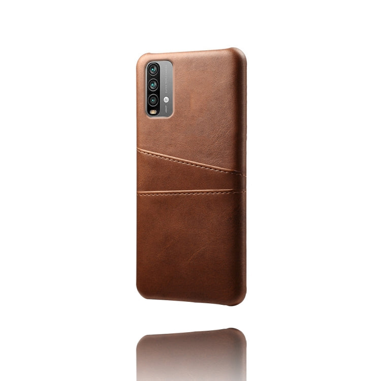 For Xiaomi Redmi Note 9 4G Calf Texture PC + PU Leather Back Cover Shockproof Case with Dual Card Slots