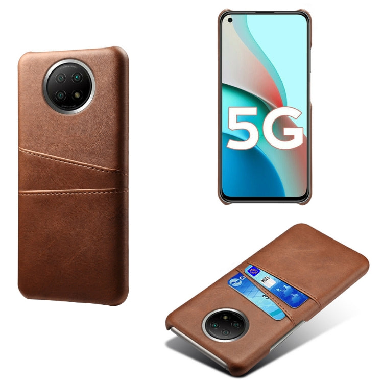 For Xiaomi Redmi Note 9 5G Calf Texture PC + PU Leather Back Cover Shockproof Case with Dual Card Slots