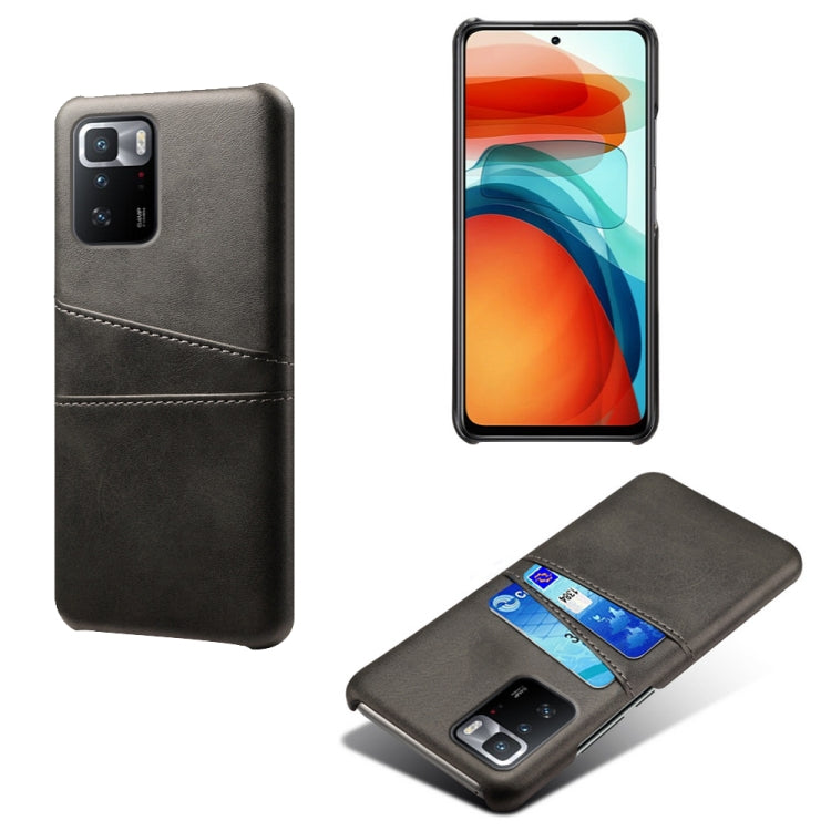 For Xiaomi Redmi Note 10 Pro 5G Calf Texture PC + PU Leather Back Cover Shockproof Case with Dual Card Slots