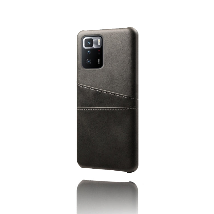 For Xiaomi Redmi Note 10 Pro 5G Calf Texture PC + PU Leather Back Cover Shockproof Case with Dual Card Slots