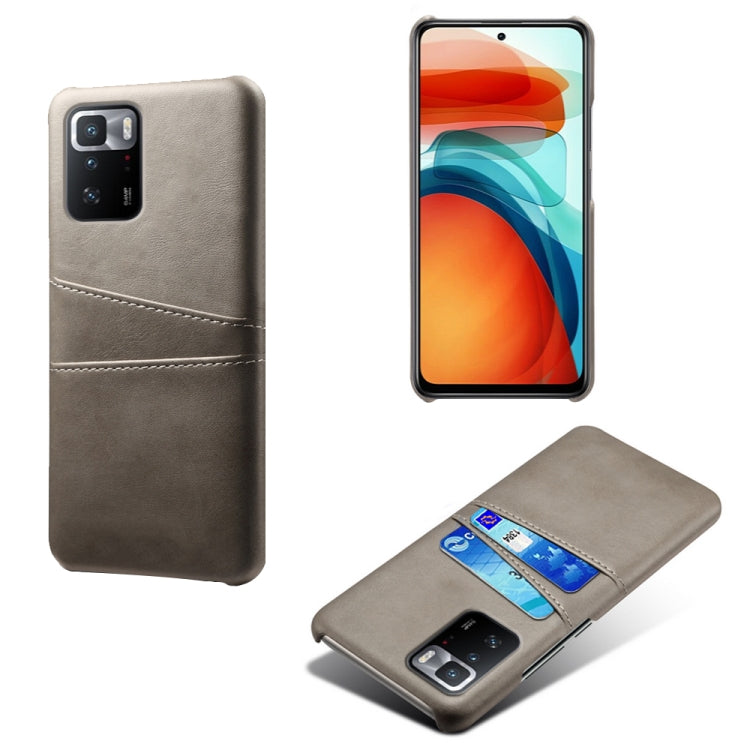 For Xiaomi Redmi Note 10 Pro 5G Calf Texture PC + PU Leather Back Cover Shockproof Case with Dual Card Slots