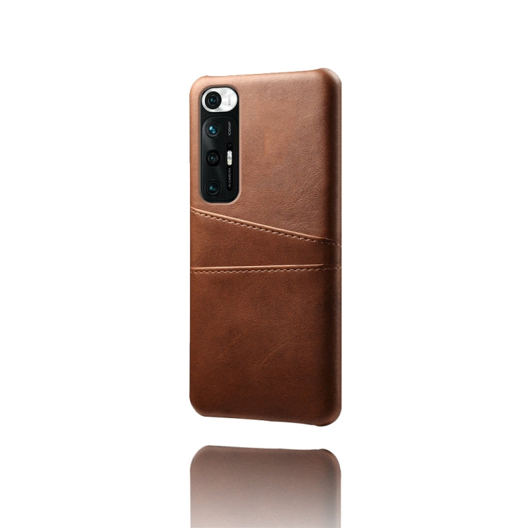 For Xiaomi Mi 10S Calf Texture PC + PU Leather Back Cover Shockproof Case with Dual Card Slots