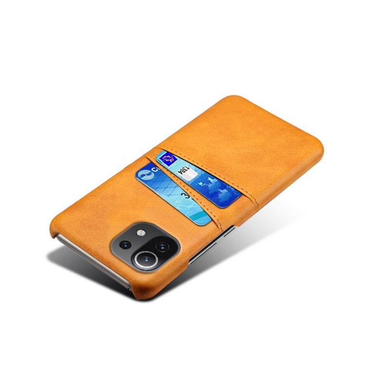 For Xiaomi Mi 11 Lite 5G Calf Texture PC + PU Leather Back Cover Shockproof Case with Dual Card Slots