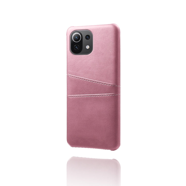 For Xiaomi Mi 11 Lite 5G Calf Texture PC + PU Leather Back Cover Shockproof Case with Dual Card Slots